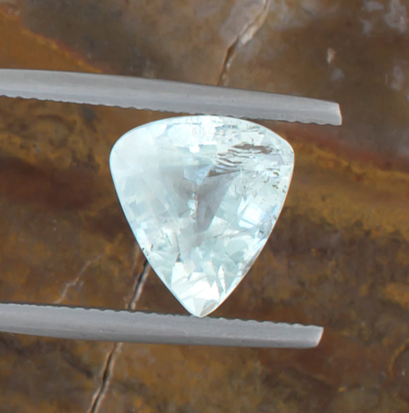 4.70ct Aquamarine Colored Gemstone Top View Natural Background 

