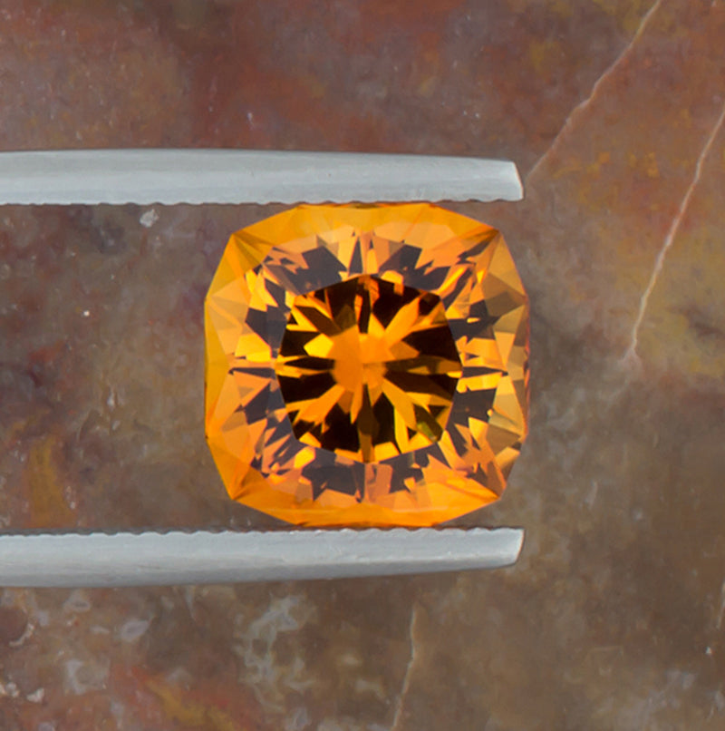 4.94ct Citrine Colored Gemstone Top View Natural Background
