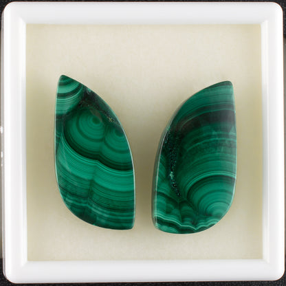 47.49twt Malachite Colored Gemstone Pair Top View White Background 
