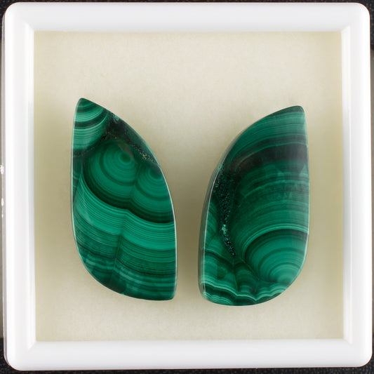 47.49twt Malachite Colored Gemstone Pair Top View White Background 

