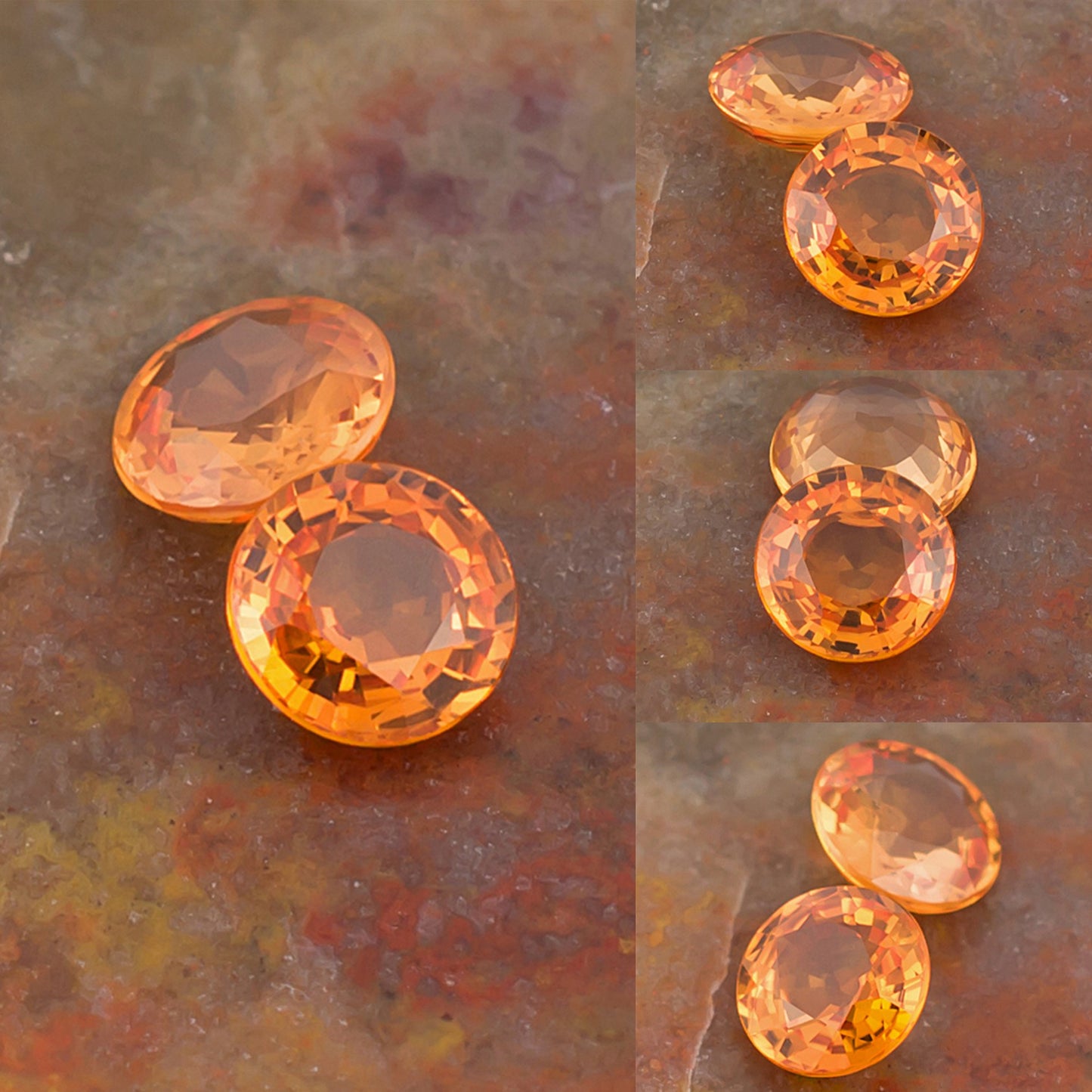 5.00mm Orange Sapphire Colored Gemstone Pair Collage
