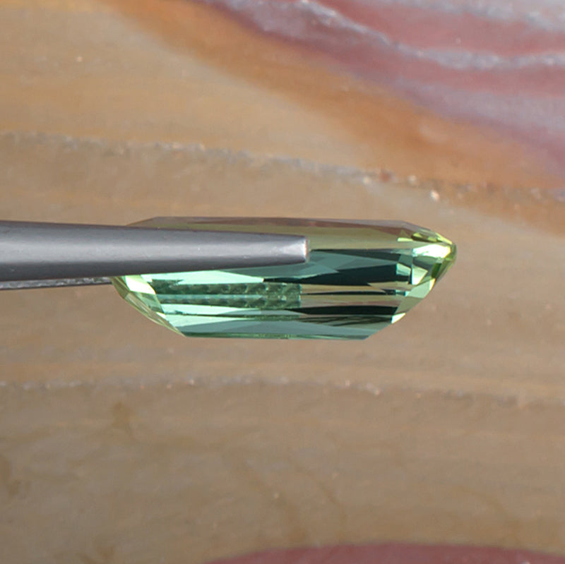 5.42ct Bicolor Tourmaline Colored Gemstone Side View Natural Background 
