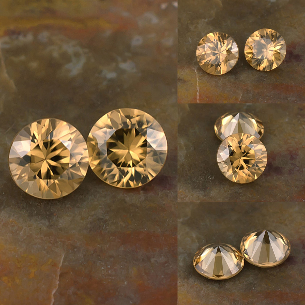 5.50mm Golden Zircon Colored Gemstone Pair Collage
