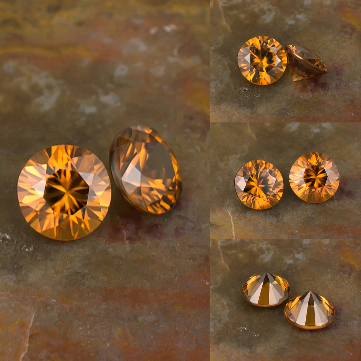 5.50mm Orange Zircon Colored Gemstone Pair Collage

