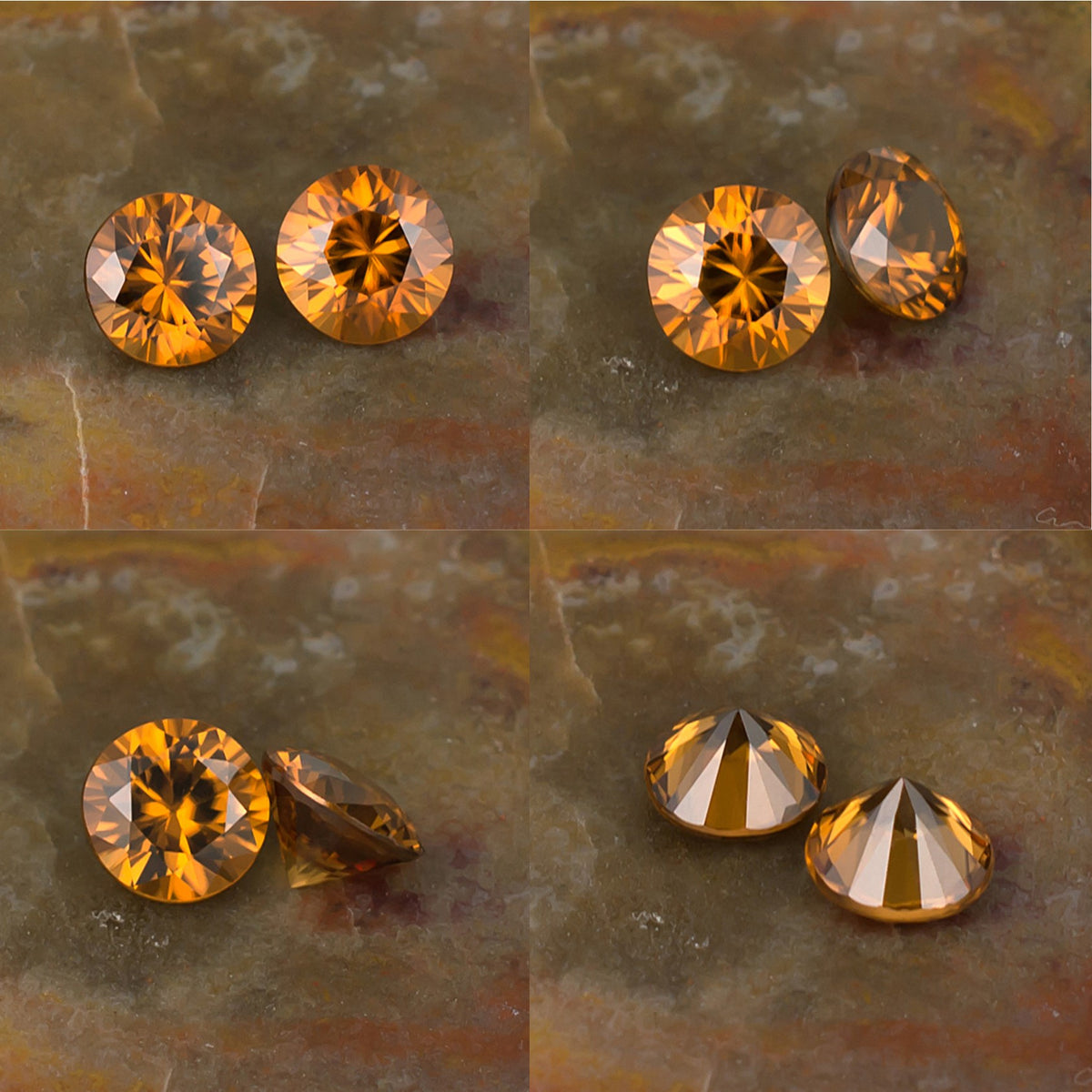 5.50mm Orange Zircon Colored Gemstone Pair Collage
