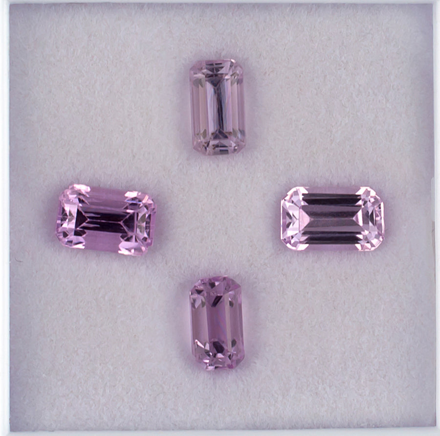 6.24twt Kunzite Colored Gemstone Parcel Top View White Background 
