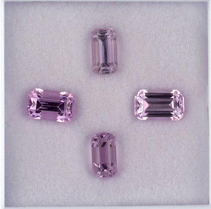 6.24twt Kunzite Colored Gemstone Parcel Top View White Background 
