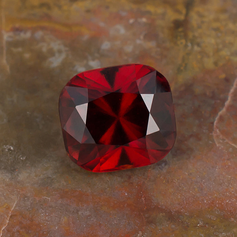 6.45ct Hessonite Garnet Colored Gemstone Crown View Natural Background
