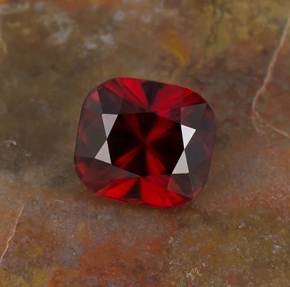 6.45ct Hessonite Garnet Colored Gemstone Top View Natural Background
