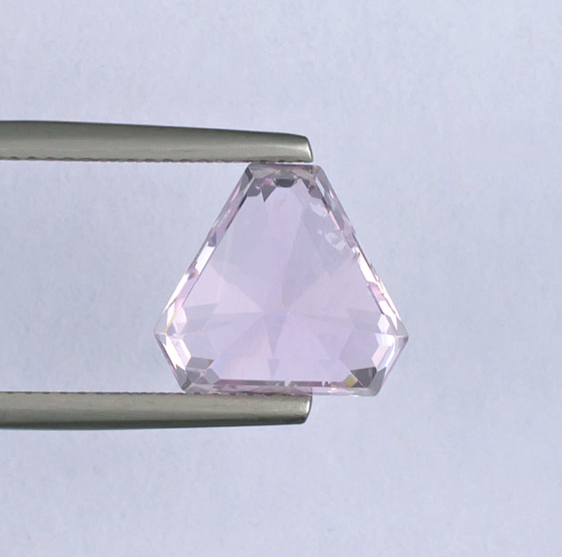 6.57ct Kunzite Colored Gemstone Bottom View White Background 

