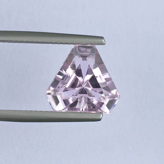 6.57ct Kunzite Colored Gemstone Top View White Background
