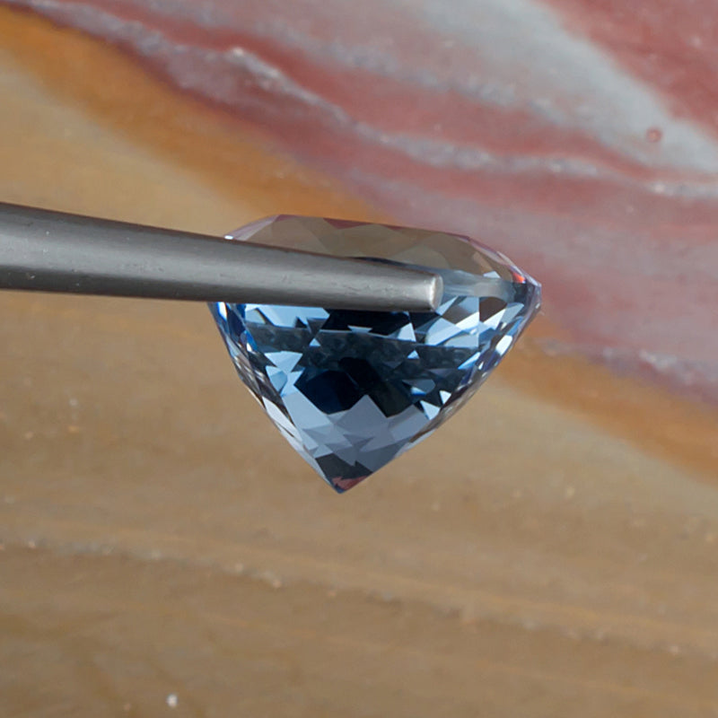 6.89ct Aquamarine Colored Gemstone Side View Natural Background
