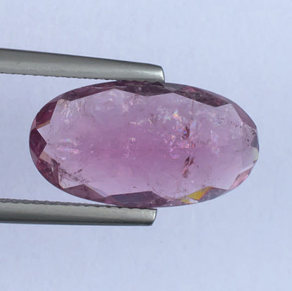 6.92ct Pink Tourmaline Colored Gemstone Bottom View White Background
