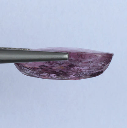 6.92ct Pink Tourmaline Colored Gemstone Side View White Background
