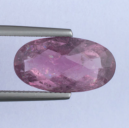 6.92ct Pink Tourmaline Colored Gemstone Top View White Background
