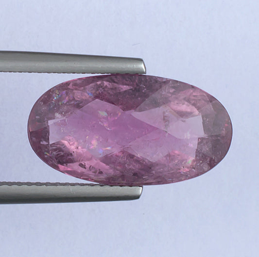 6.92ct Pink Tourmaline Colored Gemstone Top View White Background
