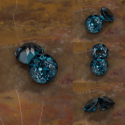 7.00mm Blue Topaz Colored Gemstone Pair Collage
