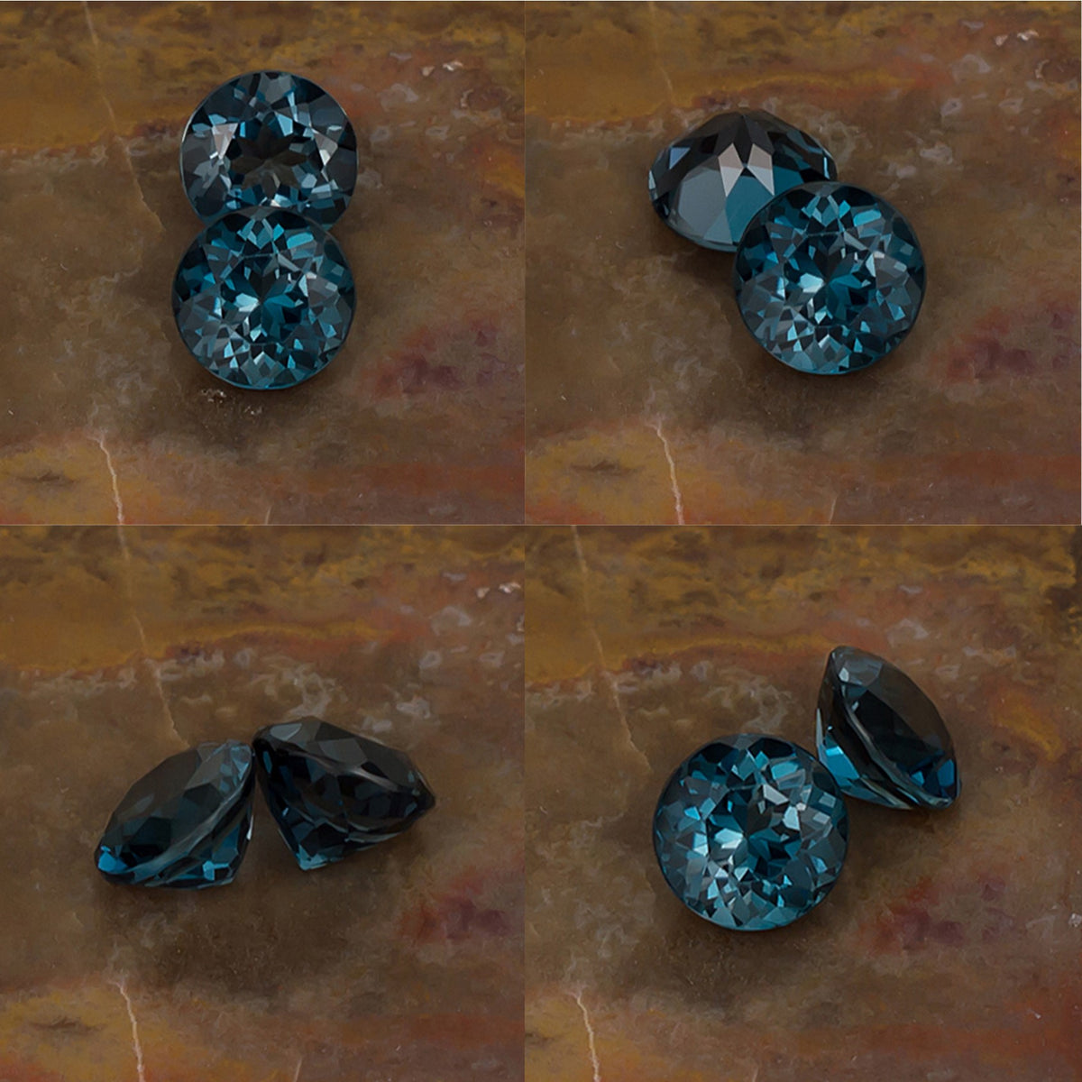 7.00mm Blue Topaz Colored Gemstone Pair Collage
