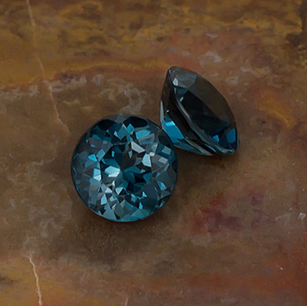 7.00mm Blue Topaz Colored Gemstone Pair Collage
