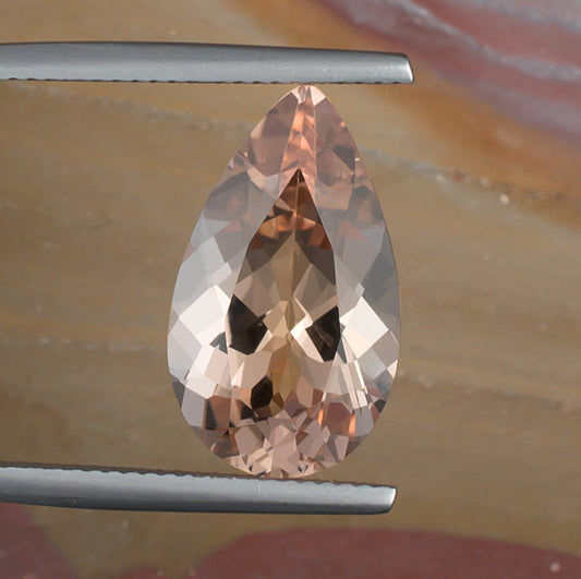 7.12ct Morganite Colored Gemstone Top View Natural Background
