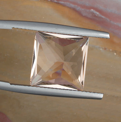 7.37ct Morganite Colored Gemstone Bottom View Natural Background 
