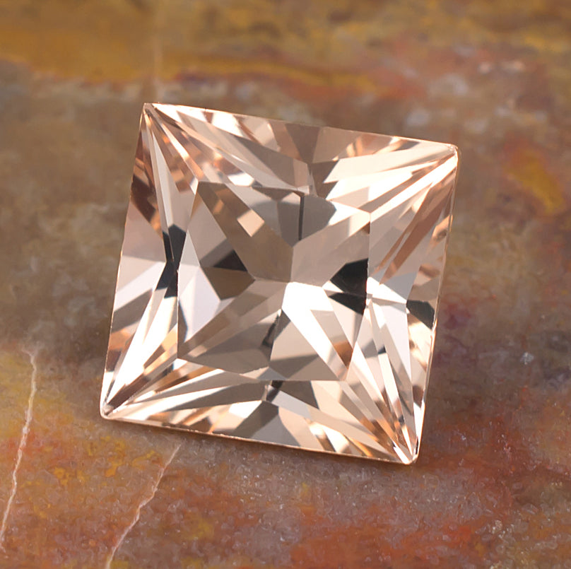 7.37ct Morganite Colored Gemstone Side View Natural Background
