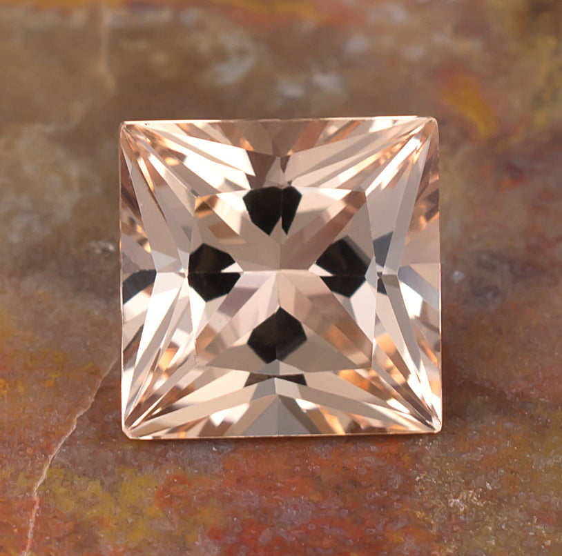 7.37ct Morganite Colored Gemstone Crown View Natural Background 
