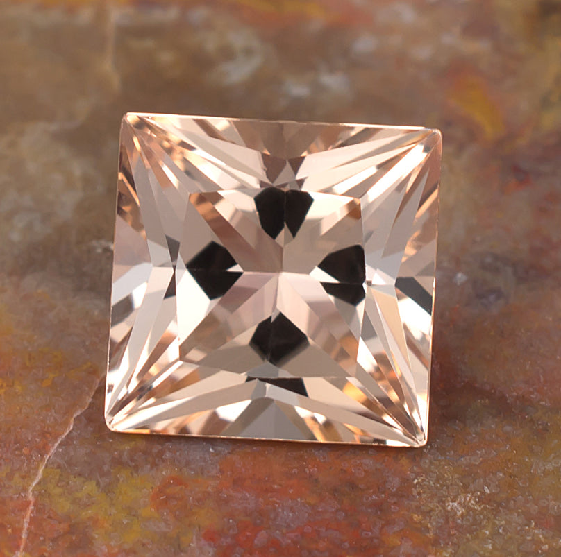 7.37ct Morganite Colored Gemstone Crown View Natural Background
