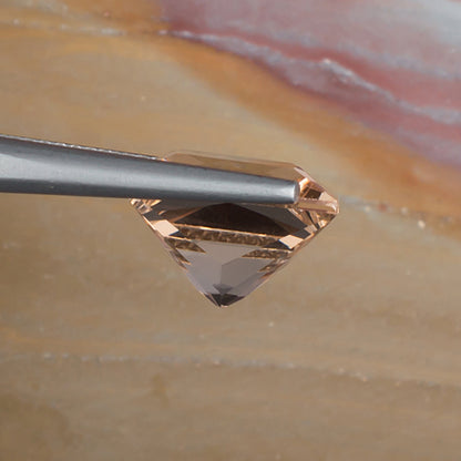 7.37ct Morganite Colored Gemstone Side View Natural Background 
