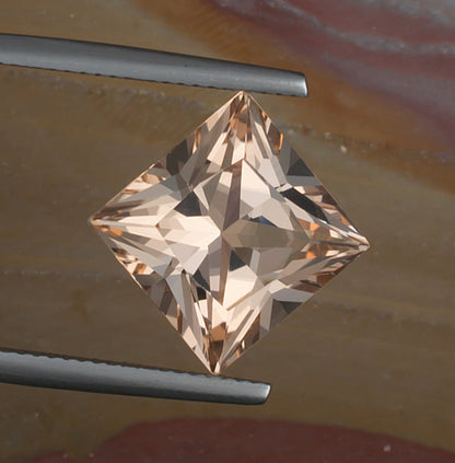 7.37ct Morganite Colored Gemstone Top View Natural Background
