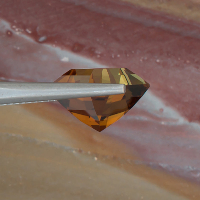 7.61ct Golden Tourmaline Side View Natural Background 
