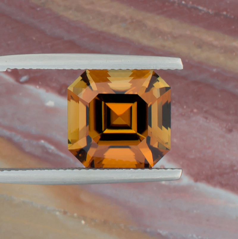 7.61ct Golden Tourmaline Top View Natural Background 

