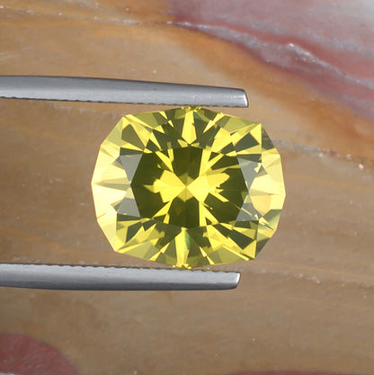 8.13ct Citrine Colored Gemstone Top View Natural Background 
