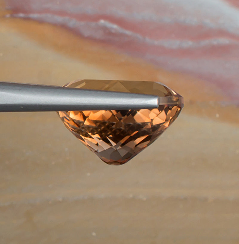 8.67ct Precious Topaz Colored Gemstone Side View Natural Background 
