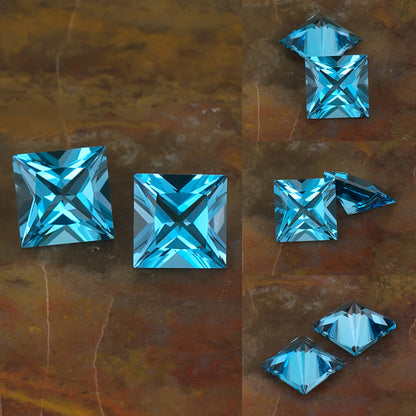 8mm Blue Topaz Colored Gemstone Pair Collage
