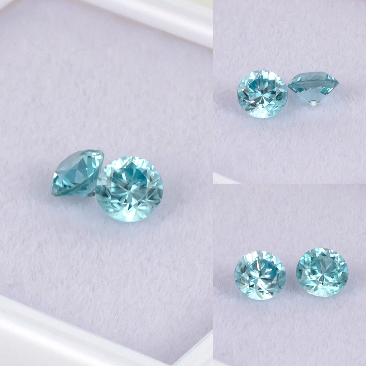 Blue Zircon Colored Gemstone Pair Collage
