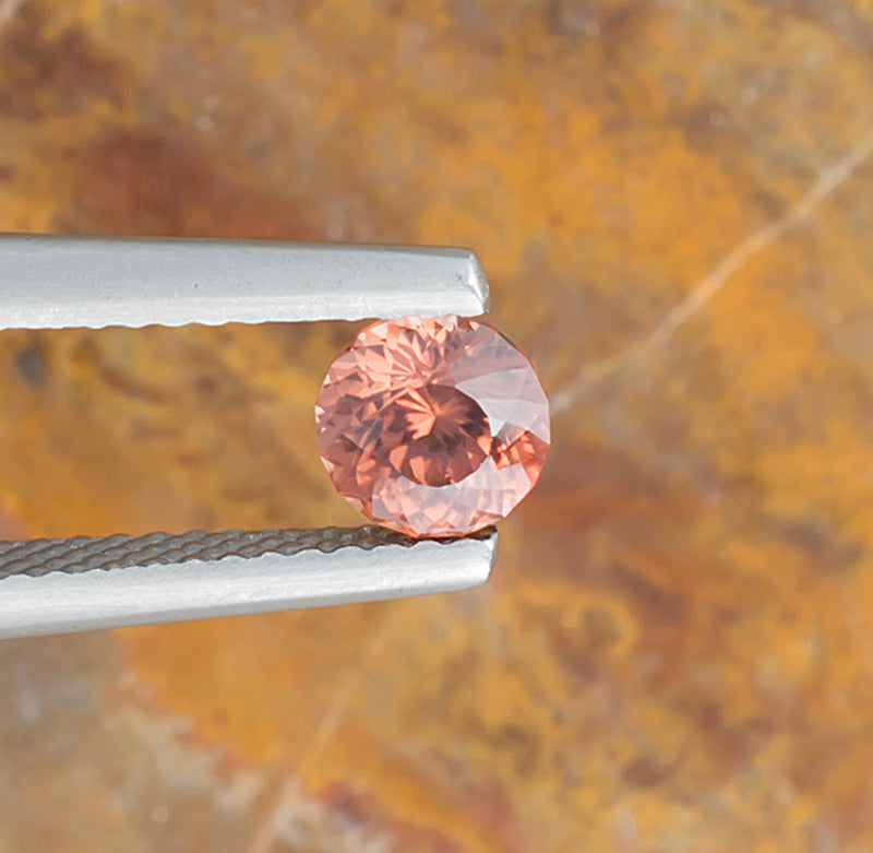 Pink Orange Zircon Colored Gemstone Top View Natural Background