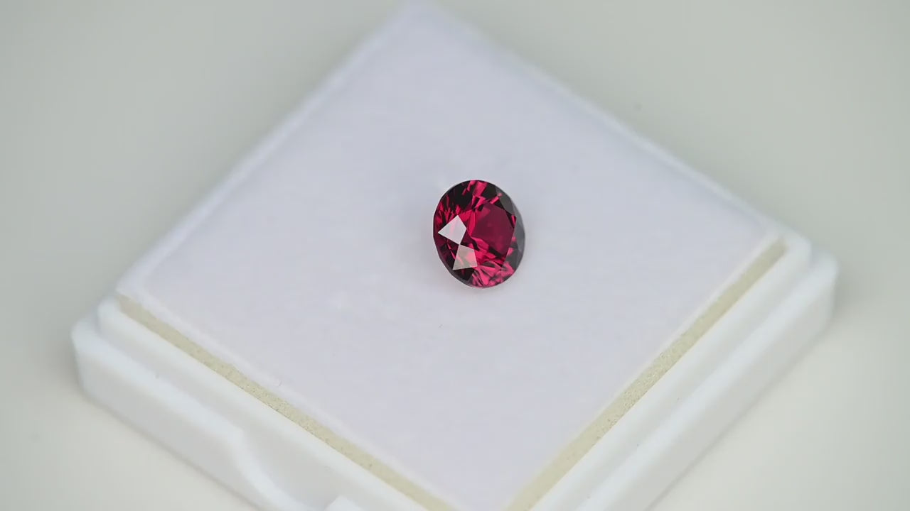 2.46ct Rhodolite Garnet Colored Gemstone White Background Video
